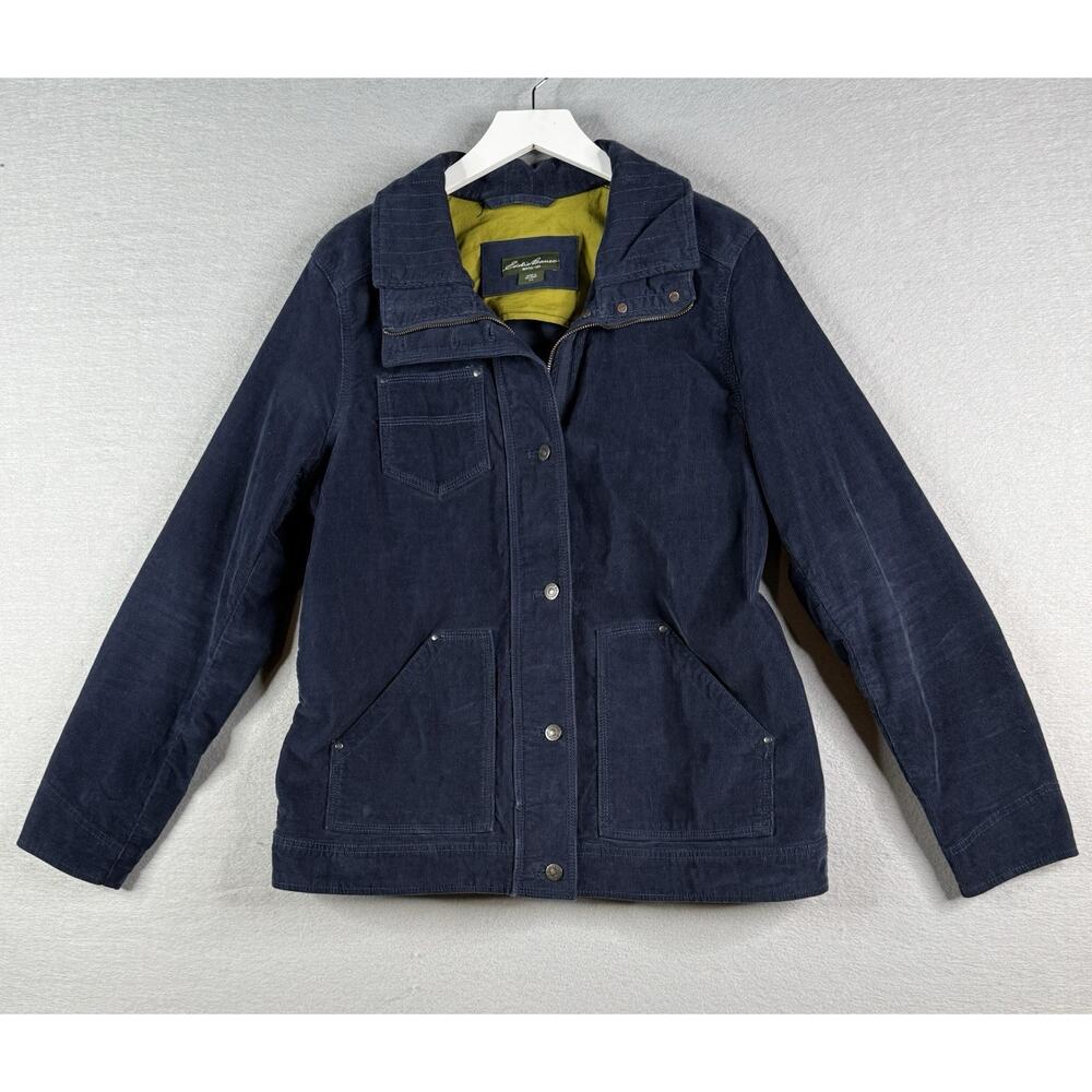 Eddie Bauer Corduroy Jacket Womens XL Tall Blue Utility‎ Ranch Outdoors Chore